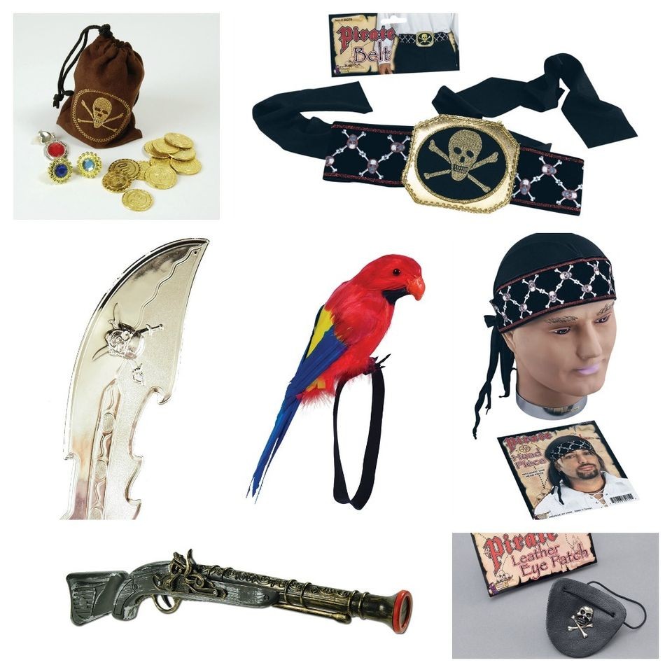 PIRATE PIRATES CARIBBEAN PISTOL,PARROT,​EYEPATCH ,CUTLASS ETC FANCY 