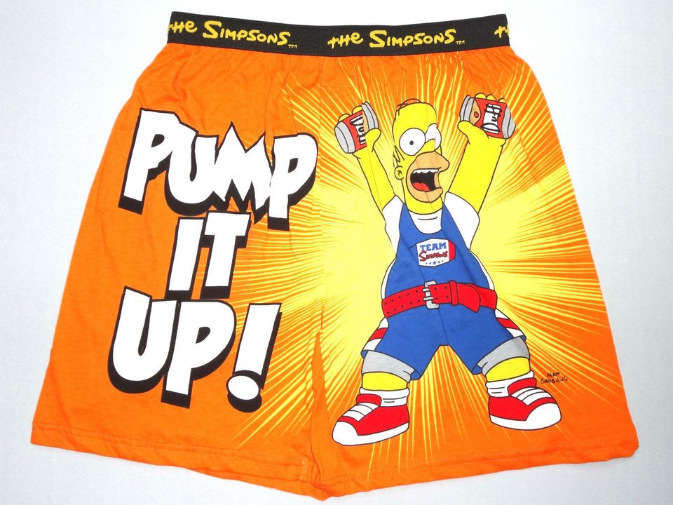 SIMPSONS HOMER Pump It Up Beer Workout Mens Cotton Boxer Shorts Size 