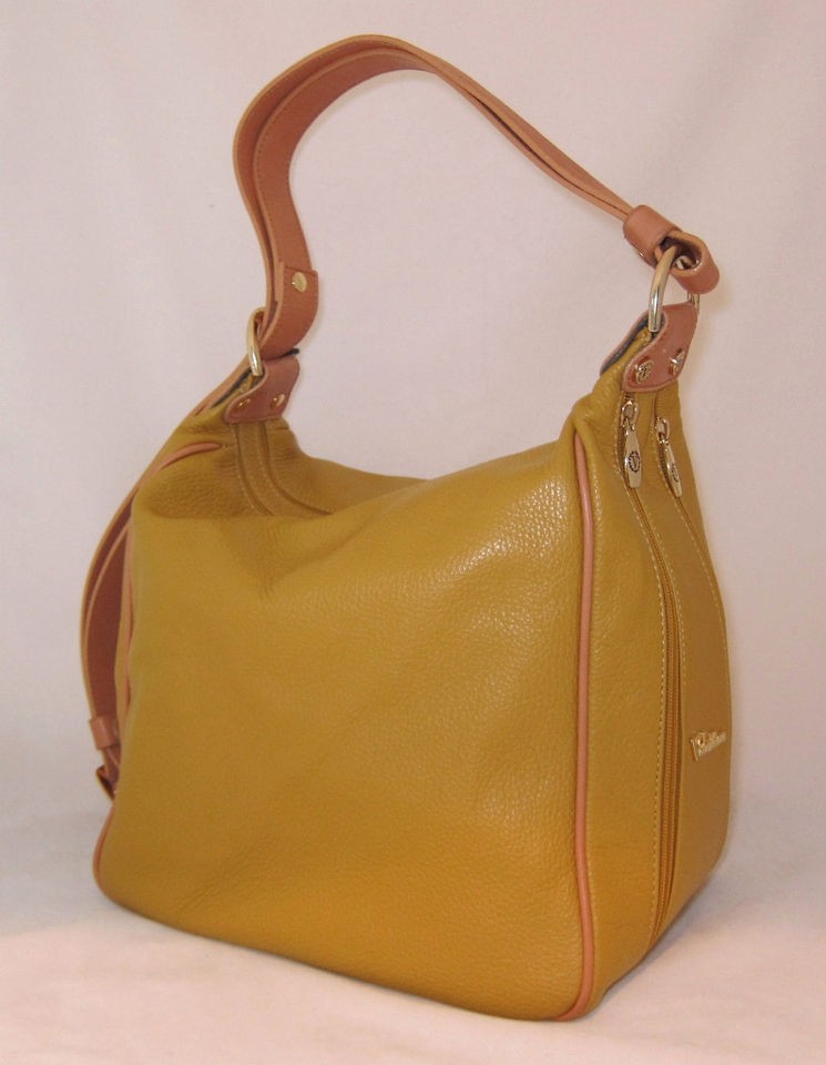 VALENTINA Italian Leather Bucket Bag Purse Hobo Sac New