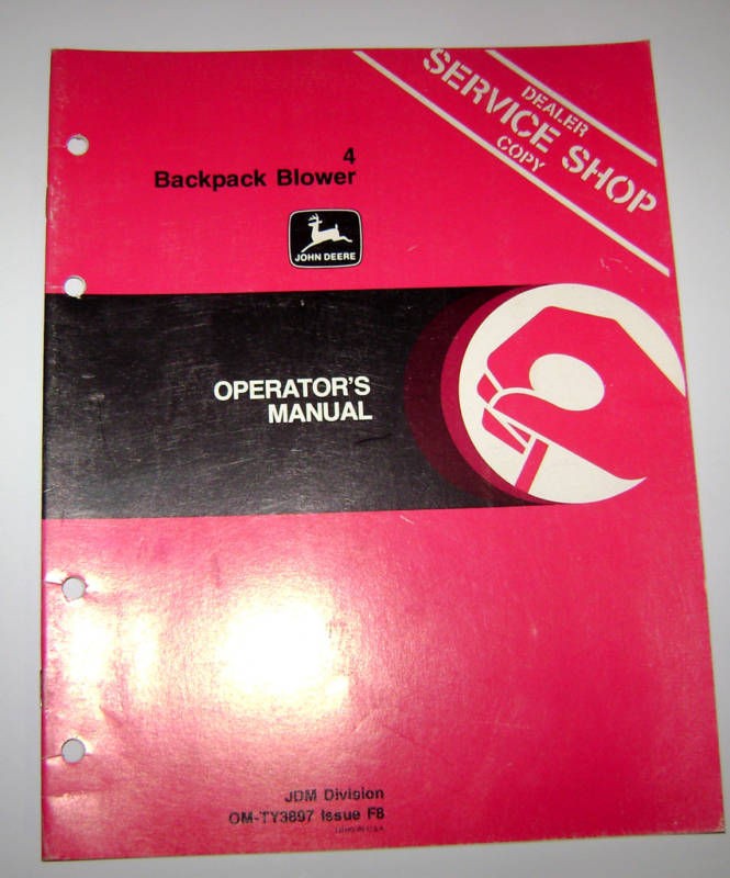 John Deere 4 Backpack Blower Operators Manual jd