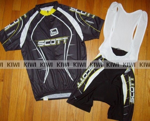 SCOTT WHITE CYCLING JERSEY BIKE SHIRT+ BIB SHORTS PK SZ