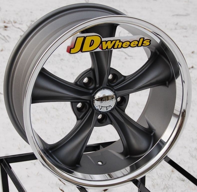 JD Wheels 17x8 18x8 GRAY Boss 338 Staggered Rims 5x4.75 +2 (4.5 bs 