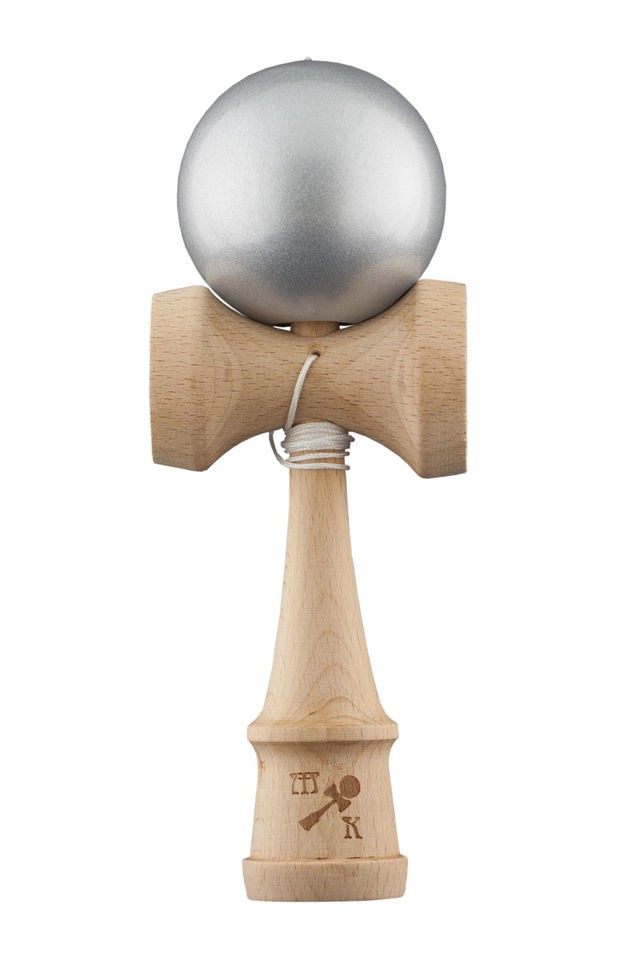 Momma Kendama SOLID Metallic Silver, Includes Extra String