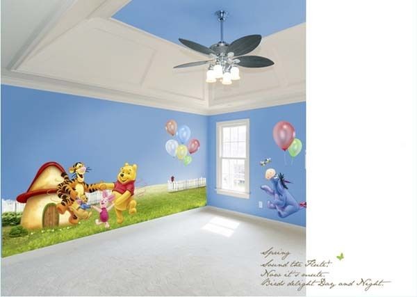   Wall Stickers Winnie the Pooh Family Playing Decals Kids Room Decor