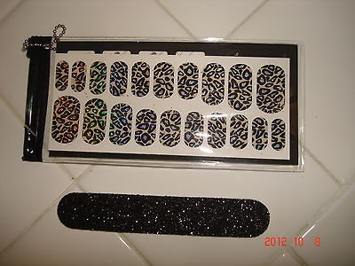   Iridescent Leopard Sticker Nail Art Kit Tip Set With Nail File Minx