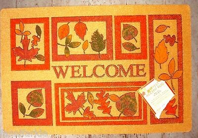 AUTUMN LEAVES on BROWN WELCOME MAT ~ FALL DOOR MAT ~ AUTUMN RUG ~NEW