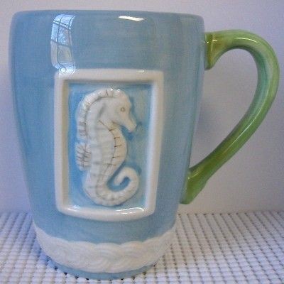 Pfaltzgraff BEACHCOMBER Coffee Mug (s) Seahorse Embossing