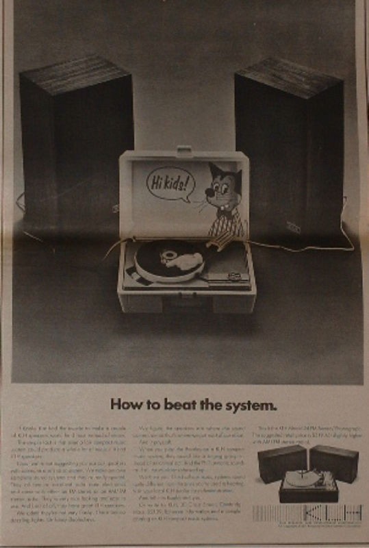 1970 KLH Model 24 Stereo/Phonogr​aph system Kooky Kat photo print ad