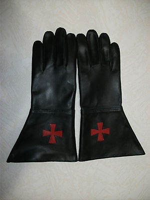 Leather Masonic Knights Templar Gloves