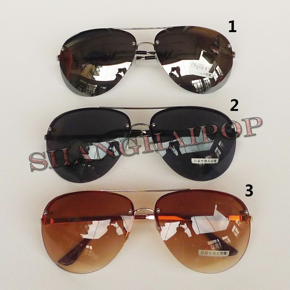 Black/Tea/Mirr​or Aviator Sunglasses Metal Mens Studs Sunnies Shade 