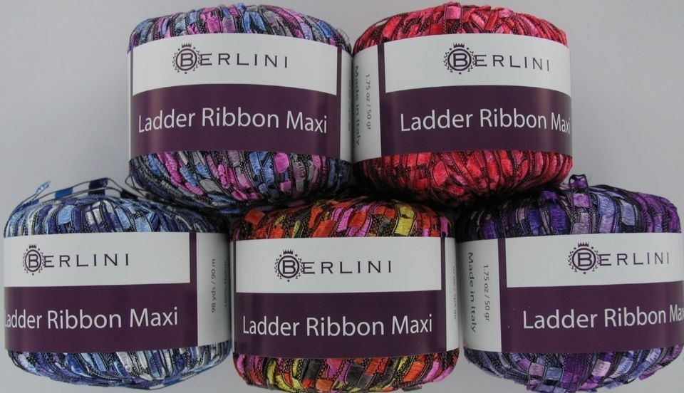 CHOOSE ONE COLOR   Berlini 100% Nylon Ladder Ribbon Maxi Yarn 98 yards 