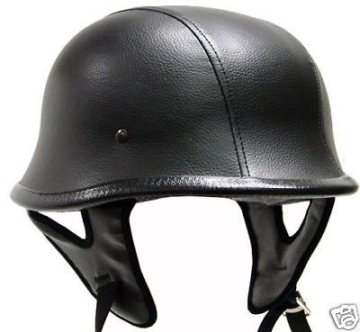   Leather German Motorcycle HALF Cruiser Touring Scooter DOT Helmet ~M