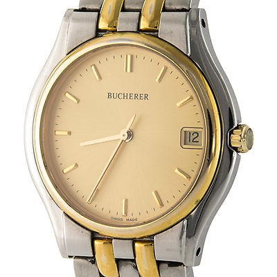 Bucherer Sportivo 955.741 Two Tone Swiss Made Quartz Mens Watch