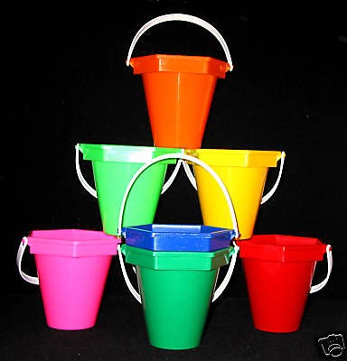 14 WEDDING CENTERPIECES FAVORS BEACH SAND BUCKET BRILLIANT COLORS MFG 