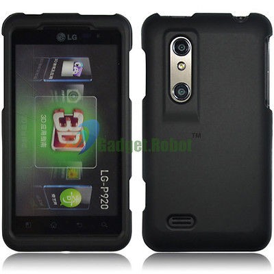 BLACK HARD RUBBERIZED RUBBER COVER CASE for.LG OPTIMUS 3D THRILL 4G 