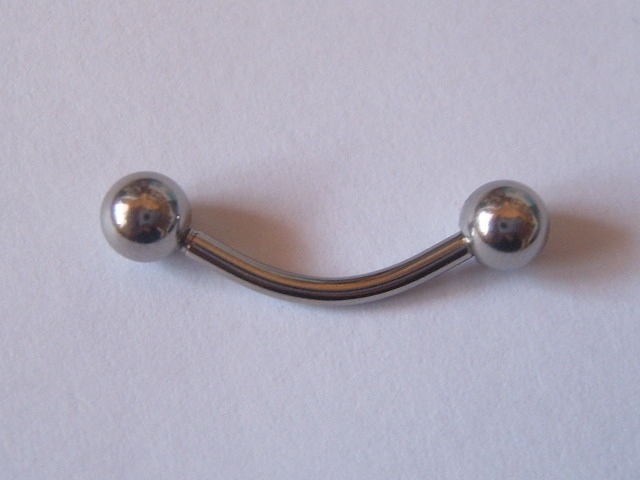 LONG 14ga 1.6 x 14mm STAINLESS STEEL PLAIN BANANA CURVED BELLY NAVEL 