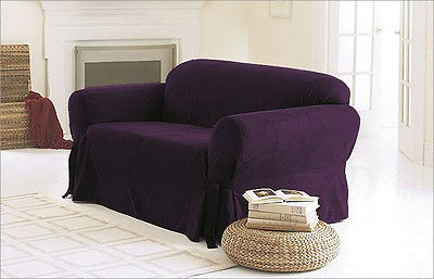 3pc Set Micro Suede Purple Couch/Sofa Cover+Loveseat+Chair SlipCover