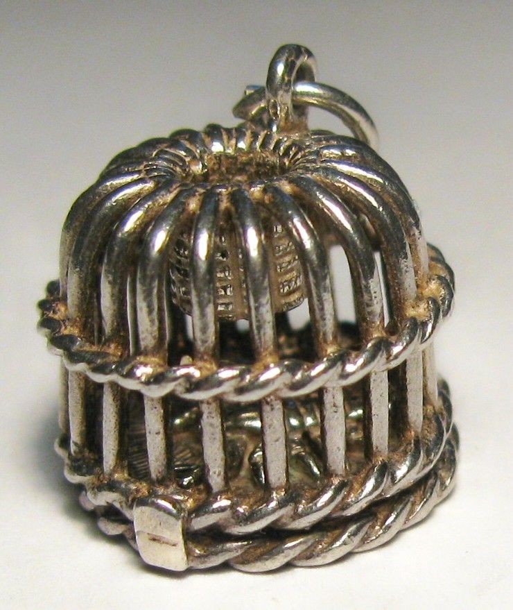 Vintage Sterling Silver OPENING LOBSTER TRAP 3/D Bracelet Charm 5.1g