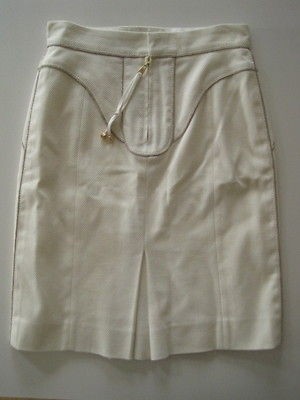 Louis Vuitton Ivory Calvary Twill Piped Skirt Size 38  Price 