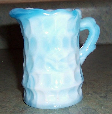 Vintage Fenton Blue slag Opalescent Mini creamer / Pitcher