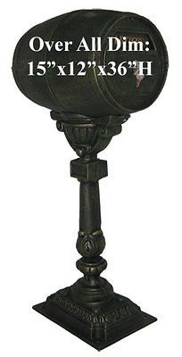 Cast Iron Wine Barrel MailBox Mail Box w/ Stand