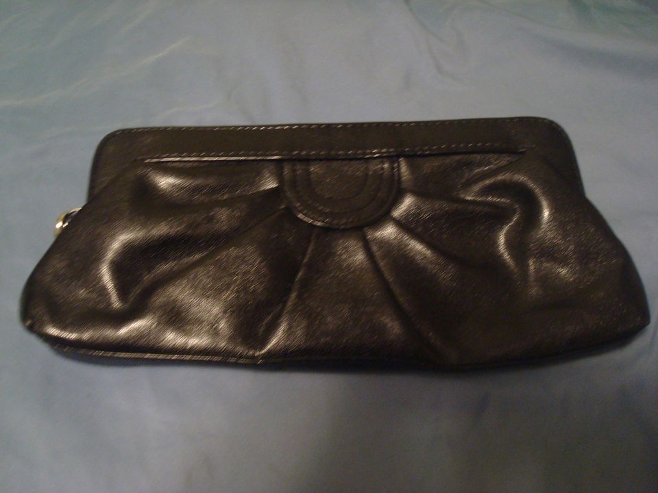   handbag purse evening clutch black leather small size magnetic lock