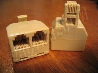 way phone jack splitter ivory male to 2 female 6P4C modular 