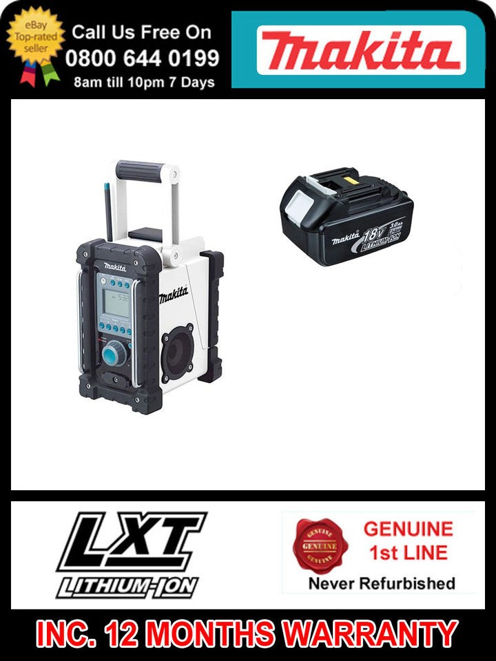 MAKITA 18V LXT LI ION BMR100W SITE RADIO WITH BL1830 BATTERY