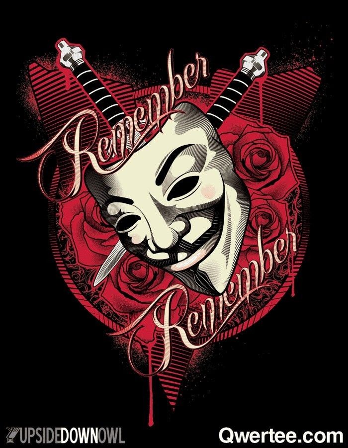   , Remember   V for Vendetta   Alan Moore   XL Qwertee ltd ed tee