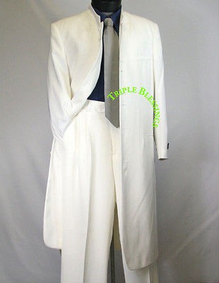 45 MENS 10B. MANDARIN COLLAR ZOOT SUIT OFF WHITE hga