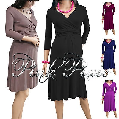 New Pink Pixie MATERNITY DRESS V Neck Pregnancy Clothing Wear Size 