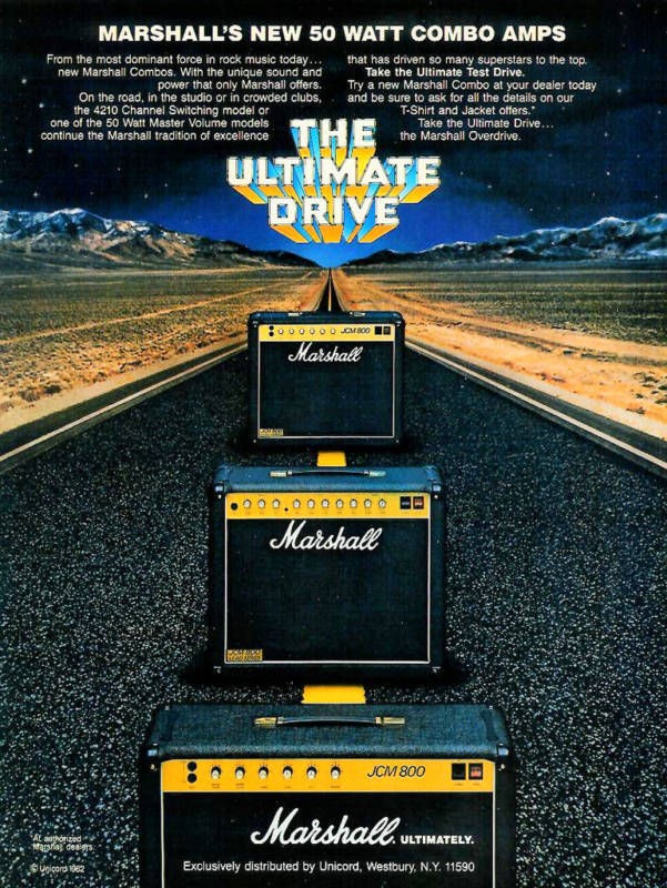 1982 MARSHALL JCM 800 4210 50 WATT COMBO AMP PRINT AD