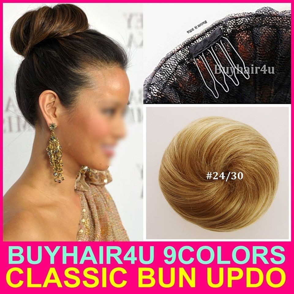 Updo Clip on Bun Dish Dome Hair Extensions Chignon Hairpieces New #24 