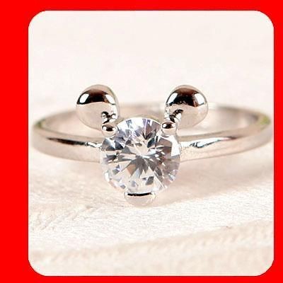   MINI & MICKEY MOUSE CZ WGP New Women Fashion Jewelry Ring RR111