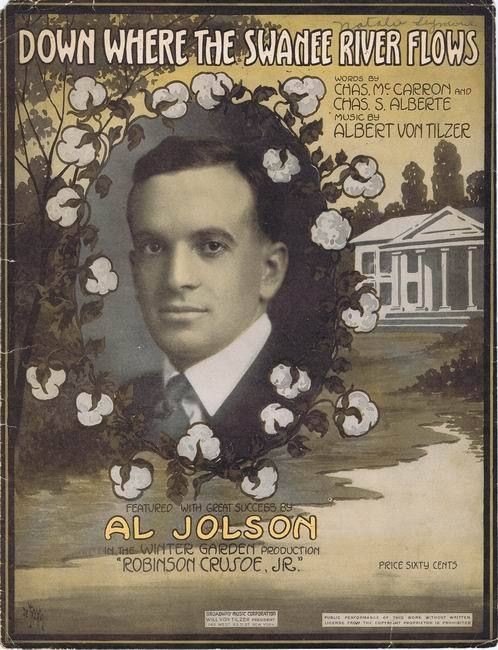 Down Where The Swanee River Flows, Al Jolson photo, 1916