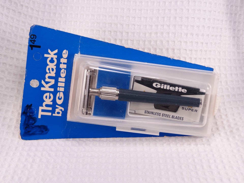   Gillette 1968 Knack Nickel Blue N 1 NOS Made in USA Safety Razor