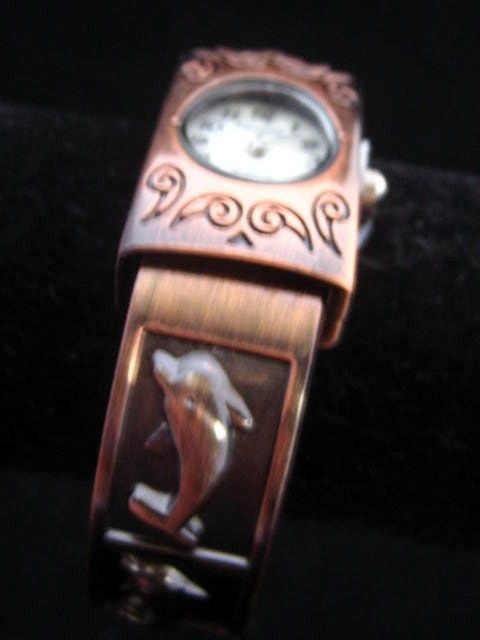 NEW WOMENS BRONZE DOLPHIN FISH NAUTICAL OCEAN SEA WRISTWATCH WRIST 