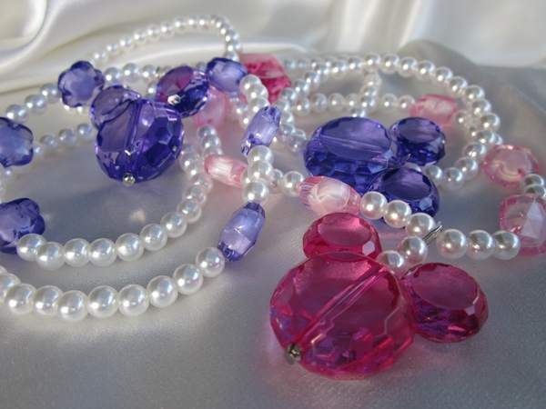   GORGEOUS PEARL CRYSTAL MINNIE MICKEY MOUSE NECKLACE BRACELET SETS