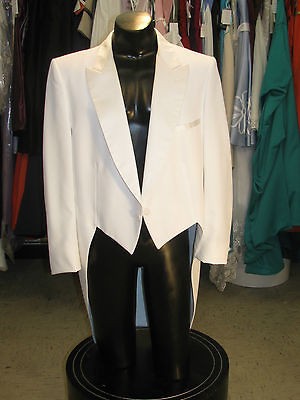 VINTAGE WHITE TAIL COAT PIERRE CARDIN PEAK LAPEL SIZE 54L