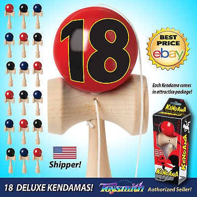 18 Deluxe Wooden KENDAMAS   Red, Black & Blue Kendama    ON 