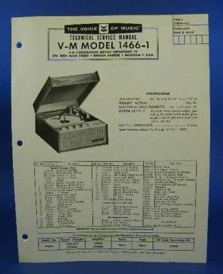 Voice of Music V M Service Manual 1466 1 Record Player