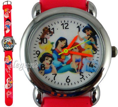   Cinderella Belle Ariel Mulan Snow White Jasmine Kids Pink Watch