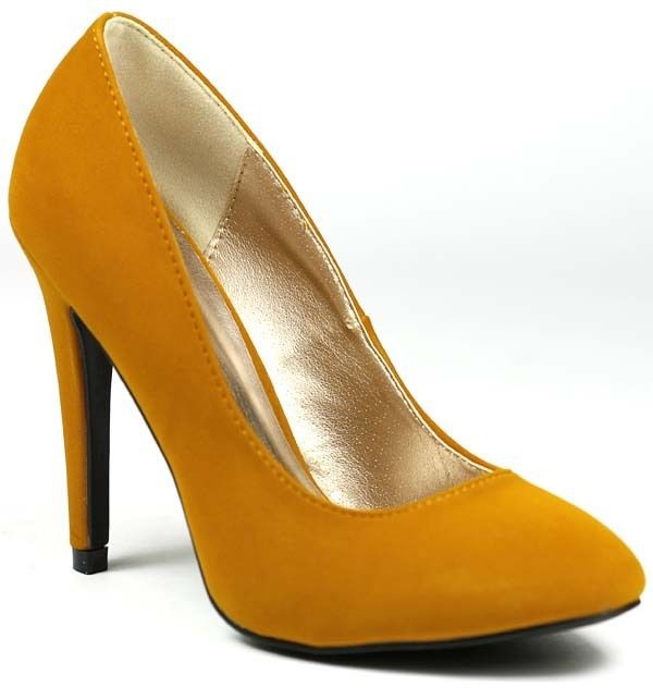 Mustard Yellow Velvet Classic Pump Heel Qupid Serenity 01