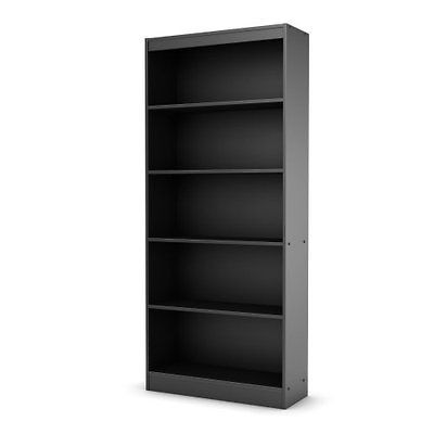 South Shore Axess Collection 5 Shelf Bookcase Black Wood Furniture New