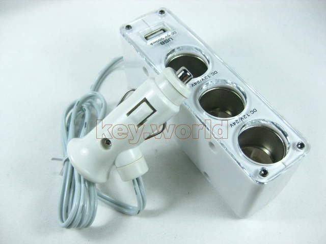 TO 3 CAR CIGARETTE SOCKET CHARGER ADAPTOR SPLITTER FOR CELLPHONE GPS 