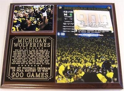   Wolverines All Time Record 900 Wins NCAA Big 10 Photo Plaque Big House