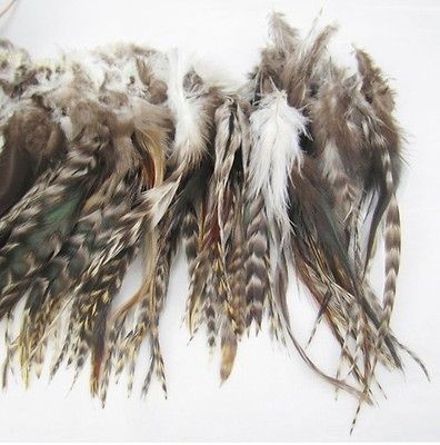 Fashion Natura Colors 40Pcs Grizzly Feathers hair for extensions 6 