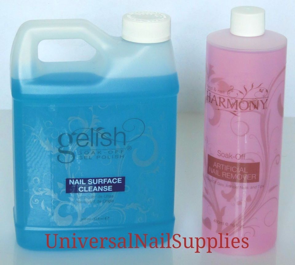 Harmony Nail Gelish Soak Off Gel Remover 16 fl oz & Cleanser 32 fl oz