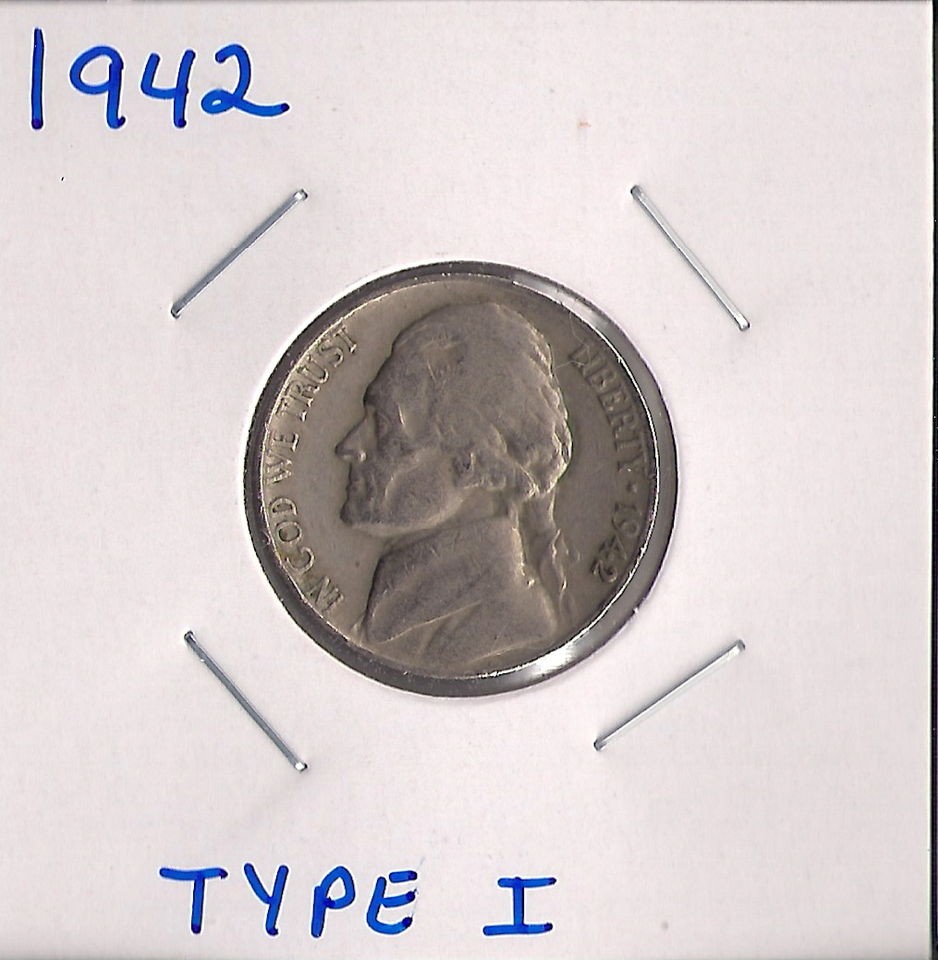 1942 P TYPE 1 JEFFERSON NICKEL ~ I HAVE ALL 1940 1949 P D S NICKELS