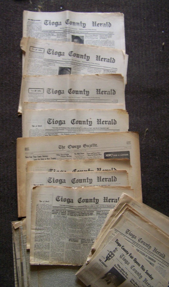 Vintage Newspapers 1940s   60s OWEGO NY Tioga County Herald   Gazette 